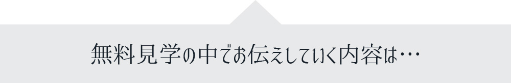 無料見学の中でお伝えしていく内容は…